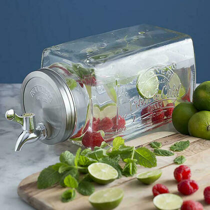 100% Leakproof Square Glass Drink Dispenser, 3L - KILNER