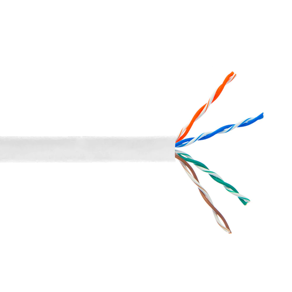 Cmr Riser Cable 4 Pair CAT5E Solid U/UTP 350Mhz 24AWG CMR Riser Bulk Cable - White - 1000ft
