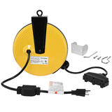 25Ft Retractable Extension Cord Reel, SJTW 16 AWG/3C, 10A/1250W - PrimeCables®