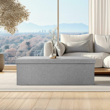 45 Inches Folding Storage Ottoman Bench, Storage Chest, Foot Rest Stool, Grey - SortWise®