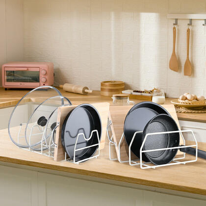 2 Pack Metal Pan & Board Rack Sorter for Pots & Pans, Lids, Plates, Cutting Boards - STORA™