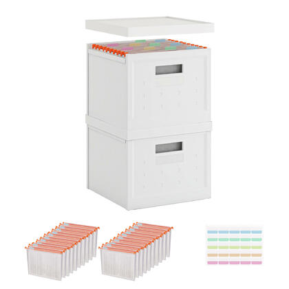 Letter-Size File Box with detachable Lid, 20 Hanging File Folders included - Moustache®