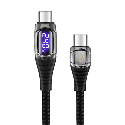 240W(EPR) Fast Charging USB C to USB C Cable with LED Display, Nylon Braided, 1M - PrimeCables®
