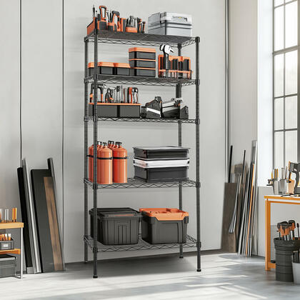 5 TIier Wire Shelving Storage Shelve Garage Tool Storage Rack for Garage Kitchen and Laundry-Sortwis