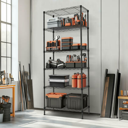 6 Tier Wire Shelving Storage Shelve Garage Tool Storage Rack for Garage Kitchen and Laundry-Sortwise