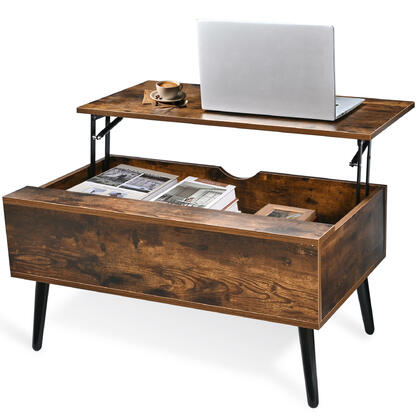 Lift-Top Ergonomic Coffee Table with Hidden Storage & Solid Wood Legs - Sortwise®