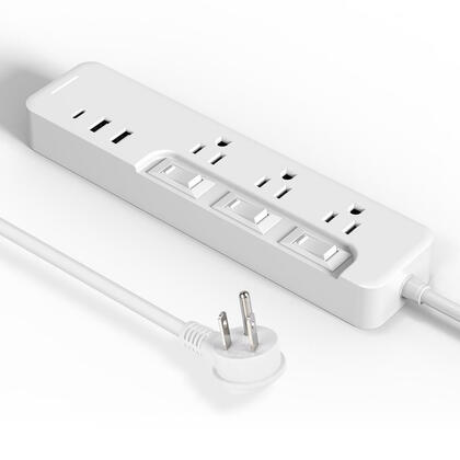 GaN 3 AC Outlets Surge Protector Power Strip with 1 USB C and 2 USB A Ports - PrimeCables®