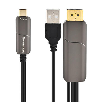 USB-C to HDMI Active Optical Cable (AOC) with USB Power – 4K@60Hz, 10m - PrimeCables®