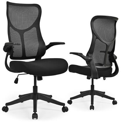 High Back Adjustable Ergonomic Flip-up Armrests Office Desk Chair, Black - Moustache®