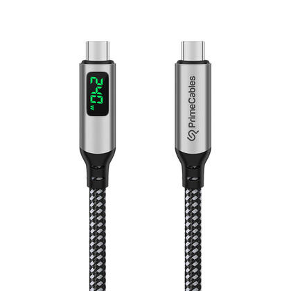 USB4 Cable 40Gbps 240W Fast Charging, 3ft Nylon Braided, LED Display - PrimeCables®