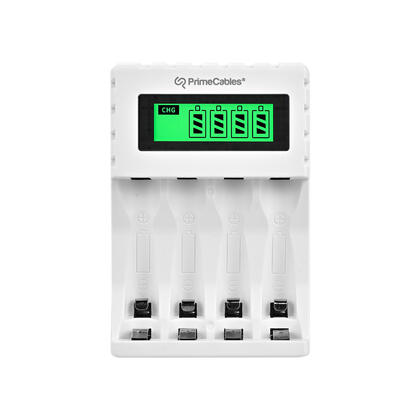 4 Bay Independent Charging AA AAA NI-MH Battery Charger with Smart LCD Display - PrimeCables®