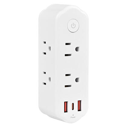 6-Outlet US Surge Wall Socket with 2 USB-A + 1 USB -C & 360° Rotate Plug - PrimeCables®