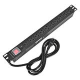 1U 10-Port NEMA 5-15R PDU, 15A 120V with Overload Protection, Black- PrimeCables®
