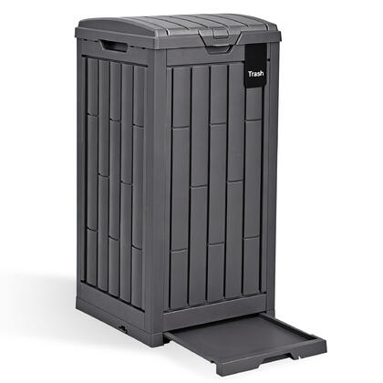 110L Outdoor Slim Garbage Bin Trash Bin with Locking Lid, Removable Base - Yardlab™