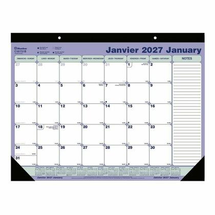 Blueline® Calendrier sous-main mensuel, 12 mois, janv. à déc., 21-1/4 x 16 po