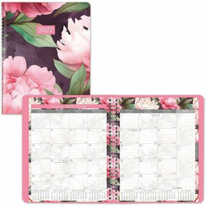 Blueline® Pink Ribbon® Agenda mensuel 14 mois, reliure deux wire-o, bilingue, motif marguerite-2027