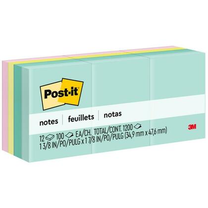 3M® Post-it® Notes autocollantes, Collection de couleurs Beachside Marseille, 1200 / paquet