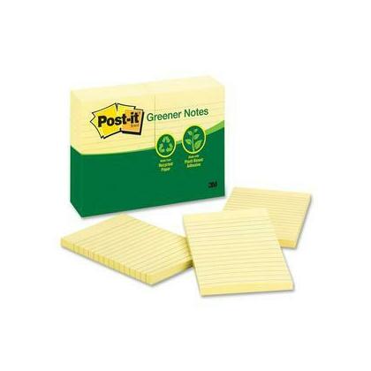 3M® Post-it® Notes lignées recyclées, 4 po x 6 po, jaune canari, 12 blocs / paquet