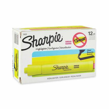 Sharpie® SmearGuard Surligneurs de style réservoir, pointe biseautée, 12 / boîte