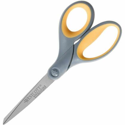 Westcott® Titanium Bonded® Ciseaux, pointe droite, gris / jaune