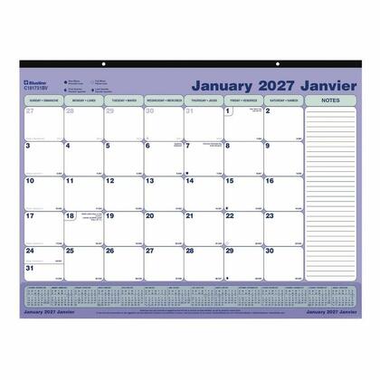 Blueline® Sous-main calendrier mensuel, 12 mois, janv. à déc., 21-1/4 x 16 po, bilingue