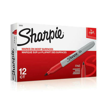 Sharpie® Marqueurs permanents pointe fine, encre à séchage rapide et résistante à l'eau, 12 / boîte
