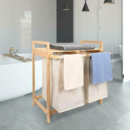 Organisateur de panier à linge en bambou avec double trieur, grande capacité de 60L - SortWise®