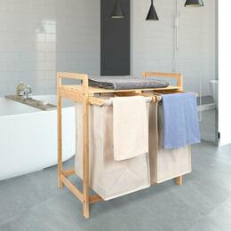 SortWise SW NB 15 Laundry Storage Bamboo Laundry Hamper Sorter Basket With Storage Shelf Large Size Organizer SortWise