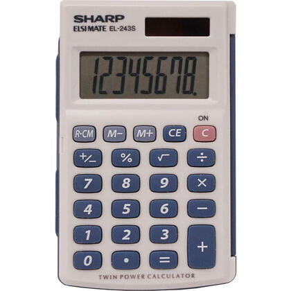 Sharp® Calculatrice de poche 8 chiffres avec étui, gris / bleu