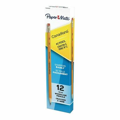PaperMate® Crayons de bois HB #2 Canadiana avec gomme sans latex, corps jaune