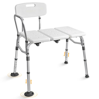 Chaise de douche en aluminium haute résistance, avec double système de fixation à ventouses