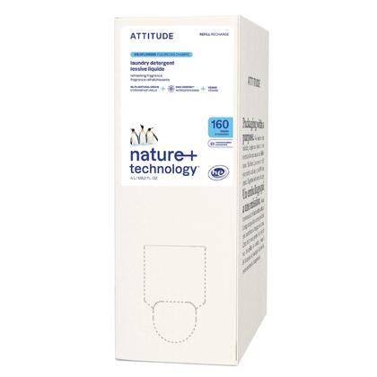 Nature+ Détergent à lessive liquide, 4L, Éco-Recharge 160 brassées - ATTITUDE