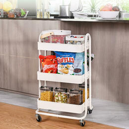 Chariot utilitaire roulant en métal à 3 niveaux - organisateur de rangement mobile robuste - STORA™