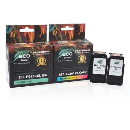 Canon PG-260XL CL-261XL cartouche d'encre remanufacturé noire et couleur combo - Eco-saver