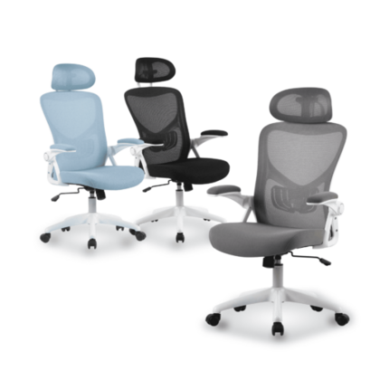 Chaise de bureau à dossier haut et accoudoirs relevables avec support lombaire - Moustache®