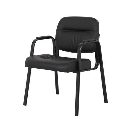 Chaise de réception en cuir PU sans roulettes pour salle d'attente de bureau, noir - Moustache®