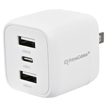 Chargeur de Voyage 32W GaN – 2 USB-A + 1 USB-C, Certifié UL - PrimeCables®