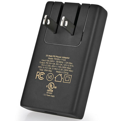Chargeur mural USB-C plat 35W, chargeur rapide mince avec prise rabattable, noir - PrimeCables®