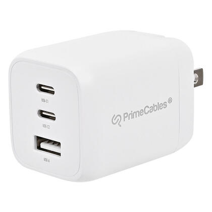 Chargeur de Voyage 65W GaN – 2 USB-C + 1 USB-A - Certifié UL - PrimeCables®