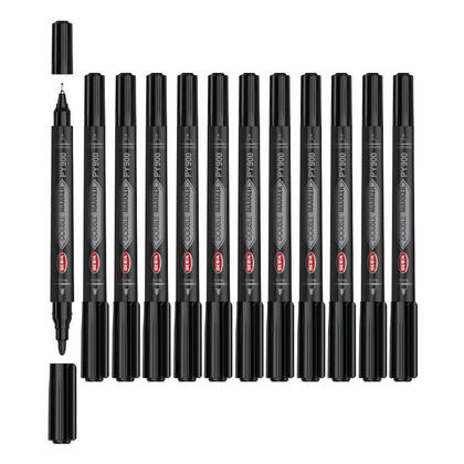 Marqueurs permanents à double embout, pointe fine & extra-fine, lot de 12