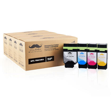 Lexmark 75M1HK0 75M1HC0 75M1HM0 75M1HY0 cartouche de toner remanufacturée combo - Moustache®