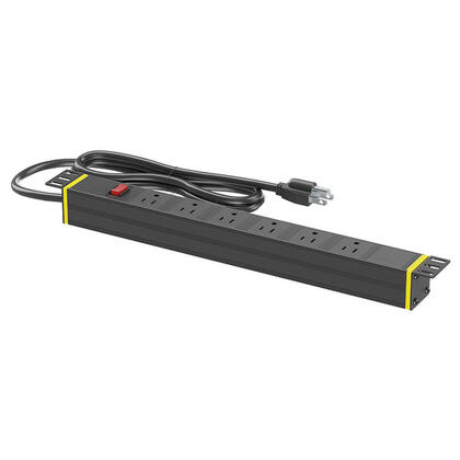 Barre d’alimentation PDU 1U, 6 prises, boîtier en alliage d’aluminium, certifiée ETL, 1,8 m