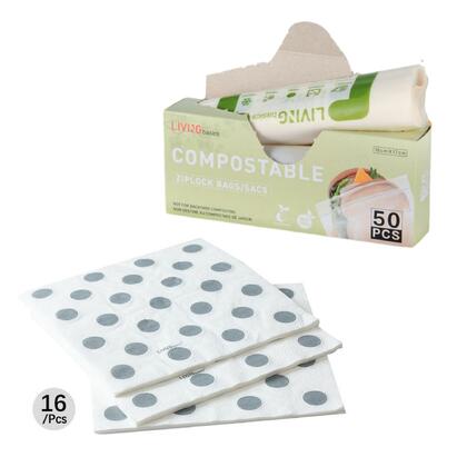 50 sacs congélation zip réutilisables + 16 serviettes à points argentés,13 x 13"