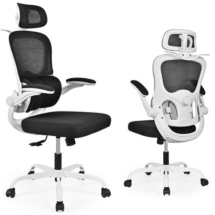 Chaise de bureau ergonomique avec soutien lombaire 3 niveaux et accoudoirs rabattables - Moustache®