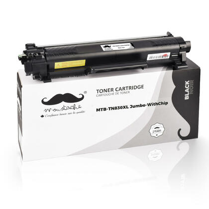 Brother TN830XL Jumbo  cartouche de toner compatible noire haute capacité - avec puce - Moustache®