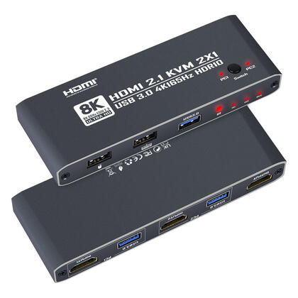 Commutateur KVM HDMI 2.1 à 2 Ports – 8K@60Hz, 4K@165Hz avec 3 ports USB 3.0 et 2 ports USB 2.0