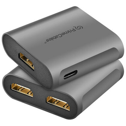 Répartiteur HDMI Aluminium 1 Entrée 2 Sorties 4K@60Hz, Réplication d'Écran Uniquement - PrimeCables®