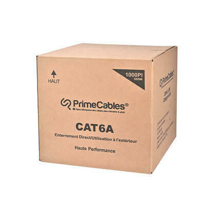 Câble en vrac pour enfouissement direct, Cat6A UTP 23AWG, gaine double PVC PE gélifié