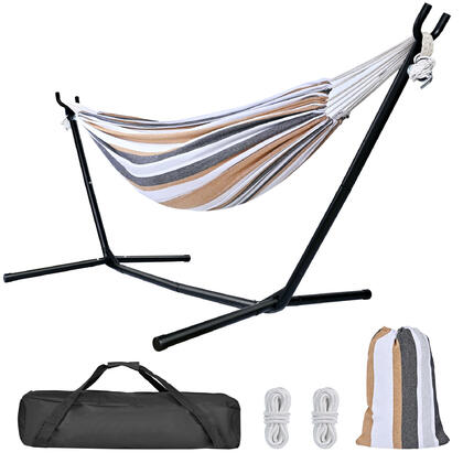 Hamac double 9 pieds avec support en acier peu encombrant pour le camping en plein air - Yardlab™