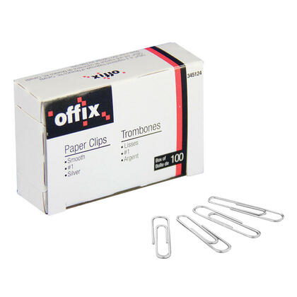 Offix® Trombones à finition nickelée lisse, 100 / boîte